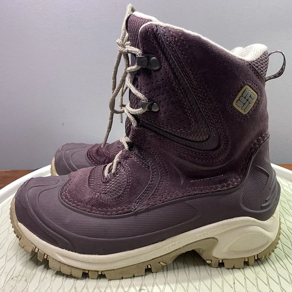 Columbia Omniheat Bugaboot 200 Grams Womens Maroon Winter‎ Hiking Boots Sz.7 EUC